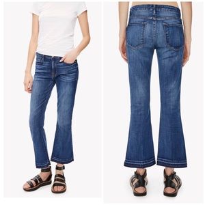 Frame Le Crop Mini Boot Jeans Dark Blue Denim Bootcut Raw Hem 28 Premium Luxury